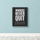 Winnaars houden nooit op | Motivatie Quote Wall Ar Canvas Afdruk (Insitu (Houten vloer))