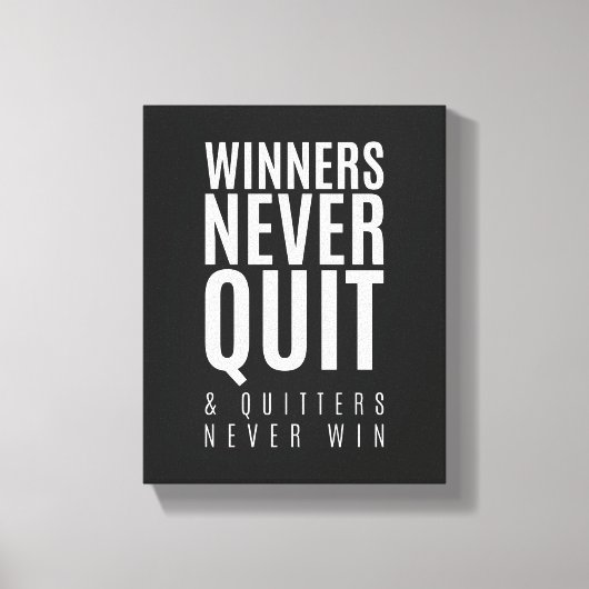 Winnaars houden nooit op | Motivatie Quote Wall Ar Canvas Afdruk (Voorkant)