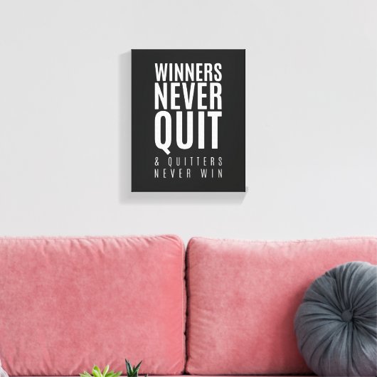 Winnaars houden nooit op | Motivatie Quote Wall Ar Canvas Afdruk (Insitu (Woonkamer))