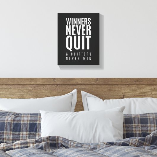 Winnaars houden nooit op | Motivatie Quote Wall Ar Canvas Afdruk (Insitu (Slaapkamer))