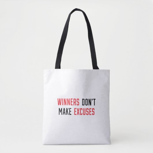 Winnaars maken geen excuses tote bag (Voorkant)