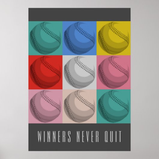 Winnaars Nooit stoppen met Inspirerend honkbal Pop Poster (Voorkant)
