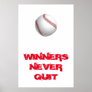 Winnaars Nooit stoppen met Inspirerend honkbal Pop Poster