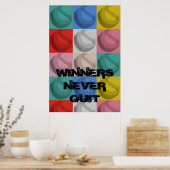 Winnaars Nooit stoppen met Inspirerend honkbal Pop Poster (Keuken)