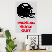 Winnaars Nooit stoppen met Inspirerend Pop Art Foo Poster (Thuiskantoor)