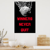 Winnaars Nooit stoppen met Motivatie Basketbal Pos Poster (Keuken)