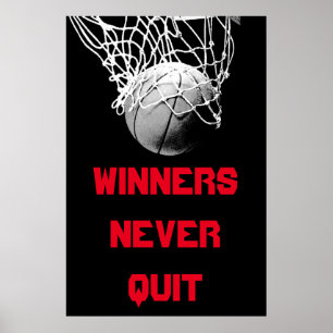 Winnaars Nooit stoppen met Motivatie Basketbal Pos Poster