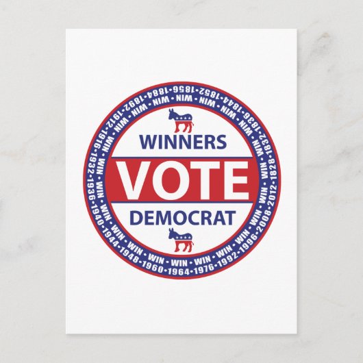 winnaars stemmen democraat briefkaart (Voorkant)