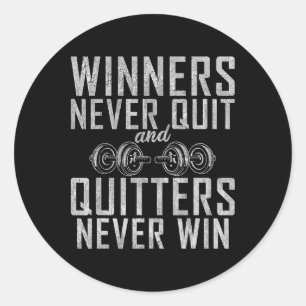 Winnaars stoppen nooit en stoppers winnen nooit sp ronde sticker