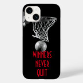Winnaars stoppen nooit met basketbal Case-Mate iPhone case (Achterkant)