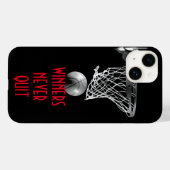 Winnaars stoppen nooit met basketbal Case-Mate iPhone case (Achterkant (horizontaal))