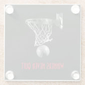 Winnaars stoppen nooit met basketbal glazen onderzetter (Achterkant)