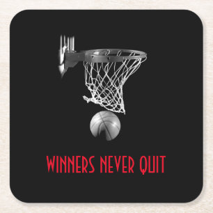 Winnaars stoppen nooit met basketbal kartonnen onderzetters