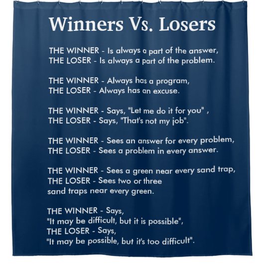 Winnaars Vs Verliezers Douchegordijn (Voorkant)