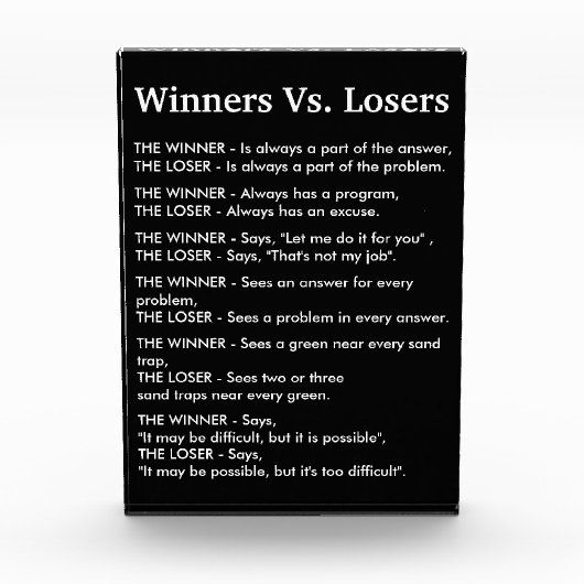 Winnaars Vs Verliezers Fotoblokken (Voorkant)