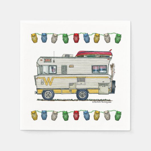 WINNEBAGO RV happy camper art print Schattige gril Servet (Voorkant)