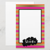 Winnen op roze Oranje en bruin goudstrip Briefpapier (Voorkant / Achterkant)