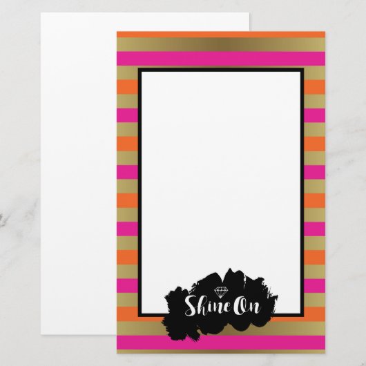 Winnen op roze Oranje en bruin goudstrip Briefpapier (Voorkant / Achterkant)