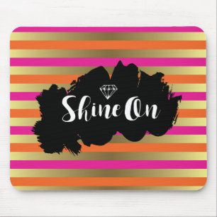 Winnen op roze Oranje en bruin goudstrip Muismat