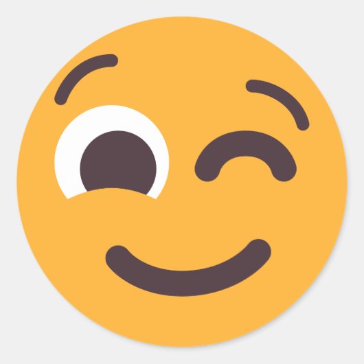 Winnend Face Cute Schattige Emoji Editable Colors Ronde Sticker (Voorkant)