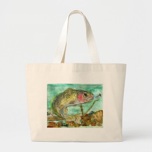 Winnend kunstwerk voor kinderen: forel grote tote bag (Voorkant)