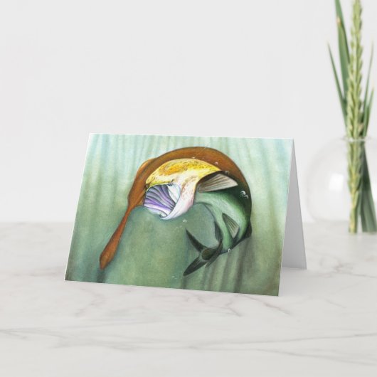 Winnend kunstwerk voor kinderen: paddlefish feestdagen kaart (Voorkant)