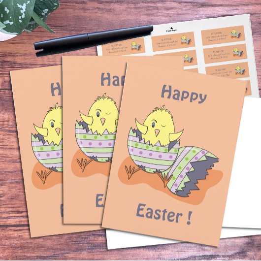 Winnend Little Chick Happy Pasen Wenskaart Feestdagen Kaart