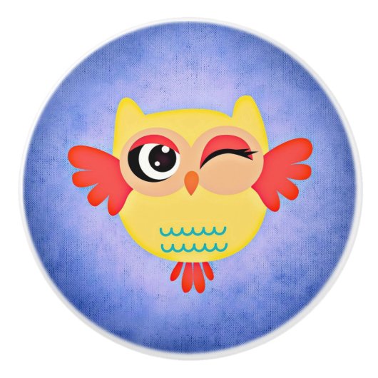 Winnend Owl Keramische Knop (Voorkant)