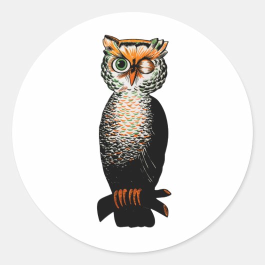 Winnend Owl Ronde Sticker (Voorkant)