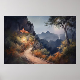 Winnend pad naar een geheime bergterugtocht poster