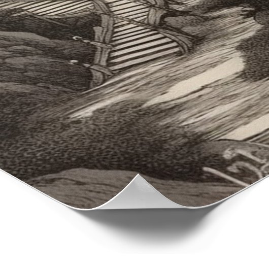 Winnend pad oude Chinese tempelbergen Poster (Hoek)