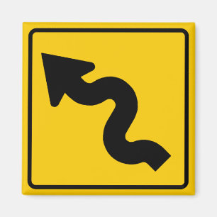 Winnend Road Ahead Highway Sign Magneet