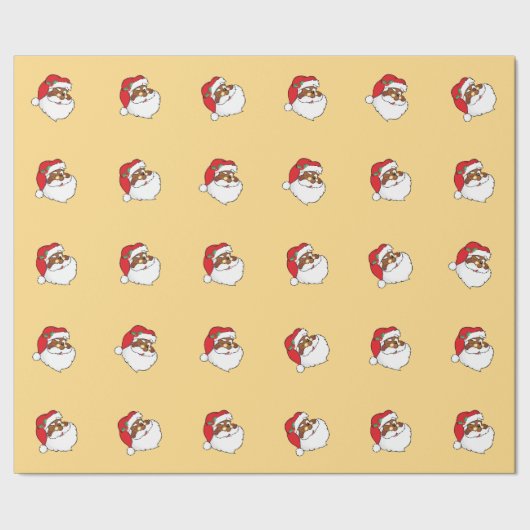 Winnende Afrikaanse Amerikaanse kerstman Cadeaupapier (Zoom)