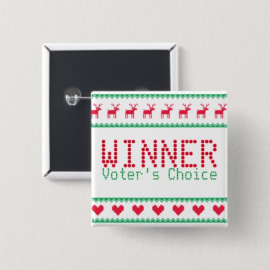 Winnende Button voor Tacky Sweater Party (Voorkant /achterkant)