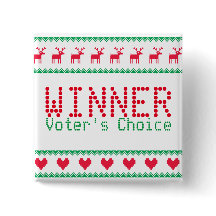 Winnende Button voor Tacky Sweater Party