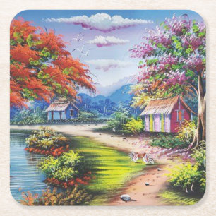 Winnende Country Road Fine Art Kartonnen Onderzetters