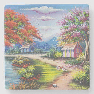 Winnende Country Road Fine Art Stenen Onderzetter