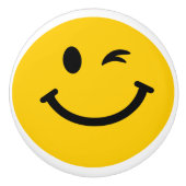 Winnende gele Happy-gezicht Keramische Knop (Voorkant)