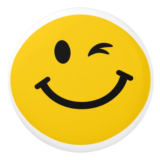 Winnende gele Happy-gezicht Keramische Knop (Voorkant)