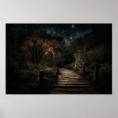 Winnende houtweg door het vallewoud 's nachts poster (Voorkant)