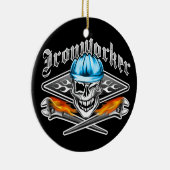 Winnende ijer Skull en Spud Wrenches 7 Blue Keramisch Ornament (Rechts)