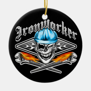 Winnende ijer Skull en Spud Wrenches 7 Blue Keramisch Ornament