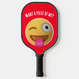 Winnende kant Emoji met Tongue Pickleball Paddle