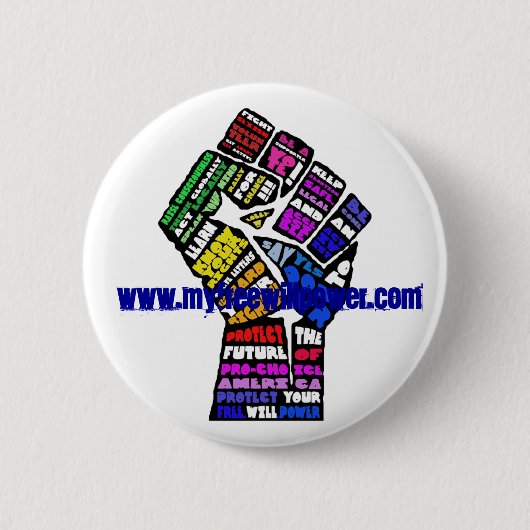 winnende knop met website ronde button 5,7 cm (Voorkant)