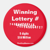 Winnende Lottery Number Magnet (Voorkant)