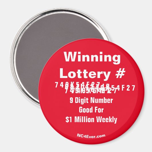 Winnende Lottery Number Magnet (Voorkant / Achterkant)