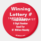 Winnende Lottery Number Magnet (Voorkant)