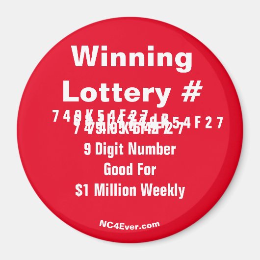 Winnende Lottery Number Magnet (Voorkant)