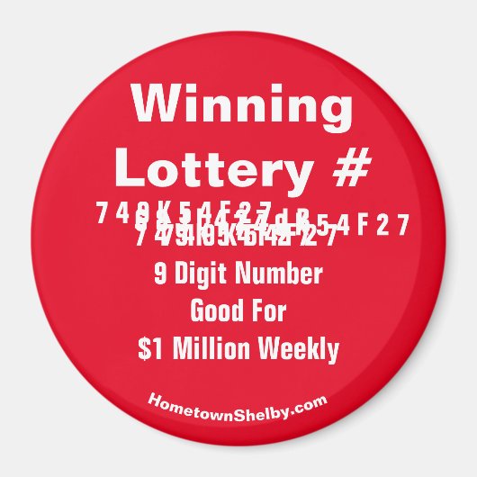Winnende Lottery Number Magnet (Voorkant)