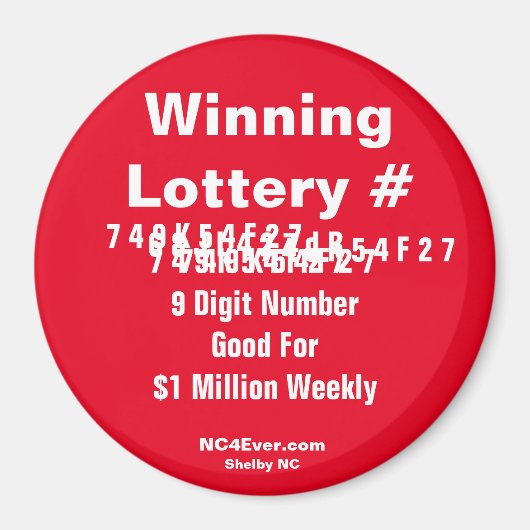 Winnende Lottery Number Magnet (Voorkant)